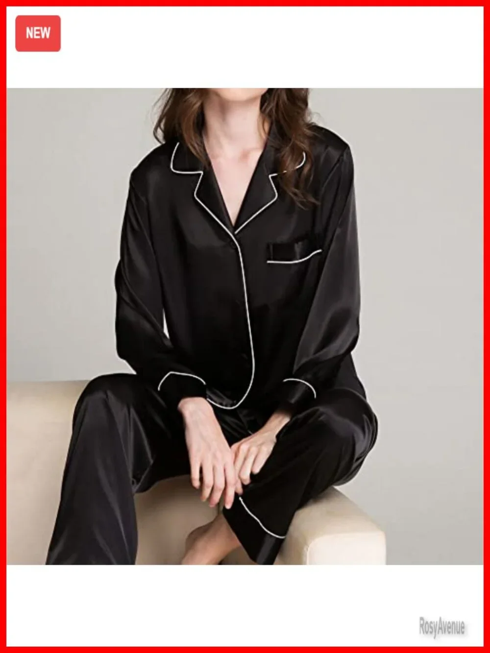 Satin Pajama Set Long Sleeve Button-Down Sleepwear XS-3XL